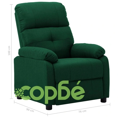 Реклайнер, тъмнозелен, текстил ➤ топ цена ➤ sorbe.bg