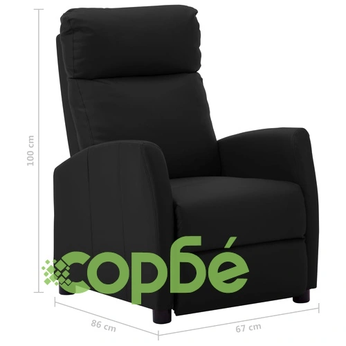 Реклайнер, черен, изкуствена кожа ➤ топ цена ➤ sorbe.bg