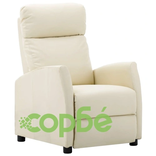 Реклайнер, кремав, изкуствена кожа  ➤ топ цена ➤ sorbe.bg