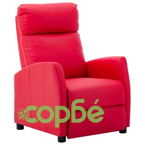 Реклайнер, червен, изкуствена кожа ➤ топ цена ➤ sorbe.bg
