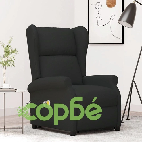 Изправящ масажен стол, черен, текстил ➤ топ цена ➤ sorbe.bg