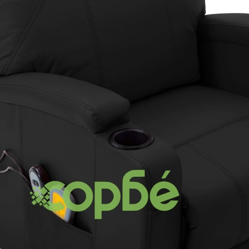 Изправящ масажен стол, черен, изкуствена кожа ➤ топ цена ➤ sorbe.bg