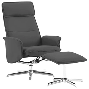 Реклайнер с табуретка, антрацит, изкуствена кожа