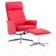 Реклайнер с табуретка, червен, изкуствена кожа