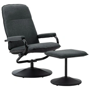 Реклайнер с табуретка, тъмносив, текстил