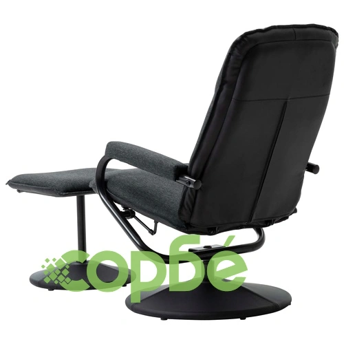 Реклайнер с табуретка, тъмносив, текстил ➤ топ цена ➤ sorbe.bg
