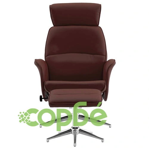 Реклайнер с табуретка, кафяв, изкуствена кожа ➤ топ цена ➤ sorbe.bg