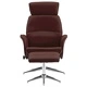 Реклайнер с табуретка, кафяв, изкуствена кожа