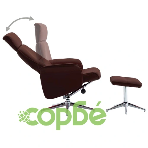 Реклайнер с табуретка, кафяв, изкуствена кожа ➤ топ цена ➤ sorbe.bg