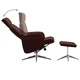 Реклайнер с табуретка, кафяв, изкуствена кожа