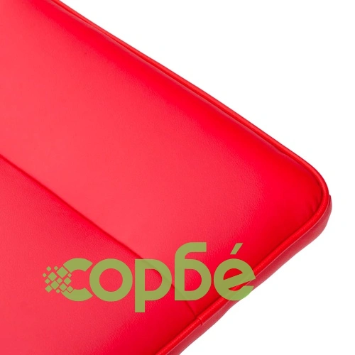 Реклайнер с табуретка, червен, изкуствена кожа ➤ топ цена ➤ sorbe.bg