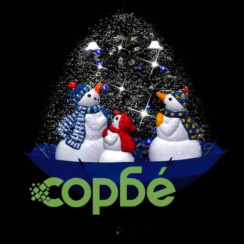 Коледна елха с валящ сняг и основа от чадър, синя, 75 см, PVC ➤ топ цена ➤ sorbe.bg