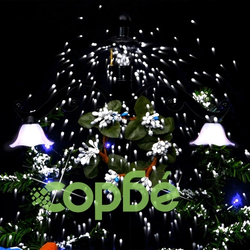 Коледна елха с валящ сняг и основа от чадър, синя, 75 см, PVC ➤ топ цена ➤ sorbe.bg