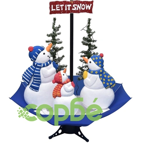 Коледна елха с валящ сняг и основа от чадър, синя, 170 см, PVC ➤ топ цена ➤ sorbe.bg