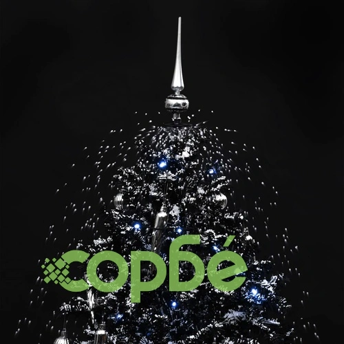 Коледна елха с валящ сняг и основа от чадър, черна, 170 см, PVC ➤ топ цена ➤ sorbe.bg