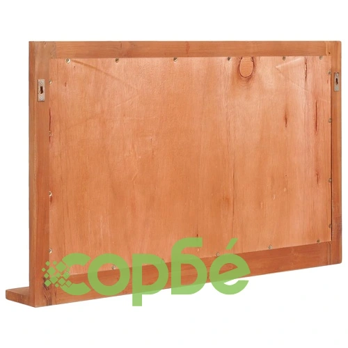 Стенно огледало с рафт, 100x12x60 см, тиково дърво масив ➤ топ цена ➤ sorbe.bg