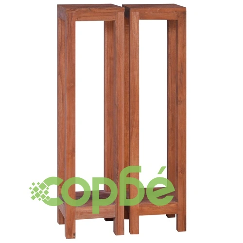 Стойки за растения, 2 бр, 25x25x100 см, тиково дърво масив ➤ топ цена ➤ sorbe.bg