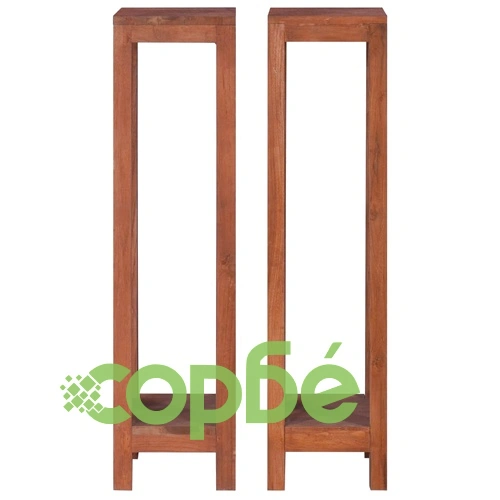 Стойки за растения, 2 бр, 25x25x100 см, тиково дърво масив ➤ топ цена ➤ sorbe.bg