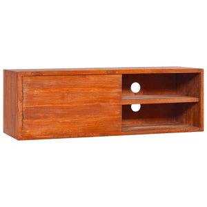 ТВ шкаф за стенен монтаж, 90x30x30 cм, тиково дърво масив