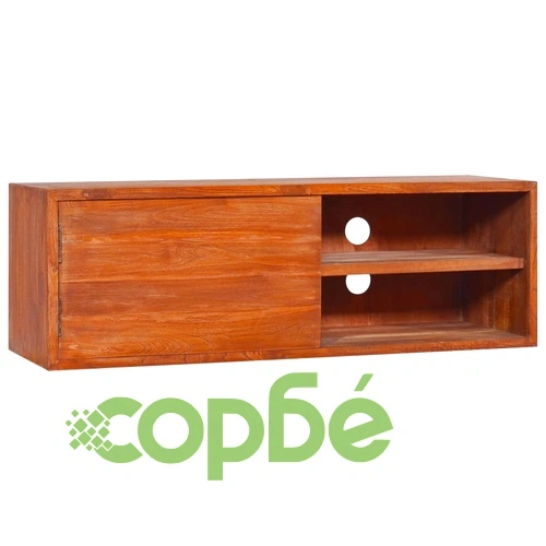 ТВ шкаф за стенен монтаж, 90x30x30 cм, тиково дърво масив ➤ топ цена ➤ sorbe.bg
