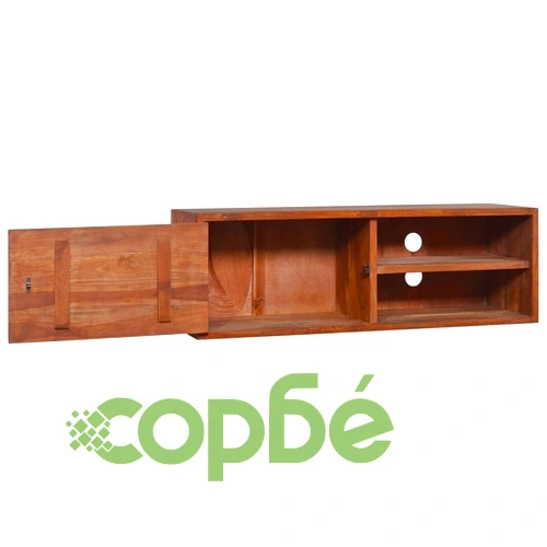 ТВ шкаф за стенен монтаж, 90x30x30 cм, тиково дърво масив ➤ топ цена ➤ sorbe.bg