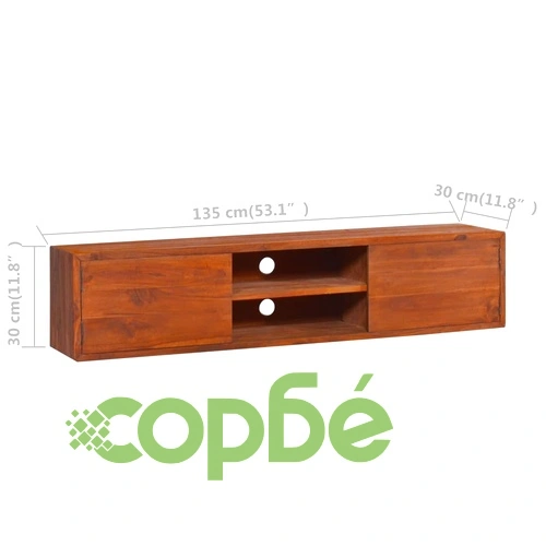 ТВ шкаф за стенен монтаж, 135x30x30 cм, тиково дърво масив на топ цена от sorbe.bg ТВ шкаф за стенен монтаж, 135x30x30 cм, тиково дърво масив ➤ топ цена ➤ sorbe.bg