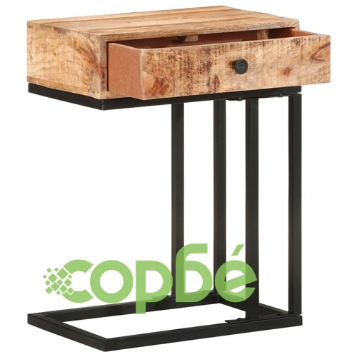 U-образна странична маса 45x30x61 см мангово дърво масив ➤ топ цена ➤ sorbe.bg