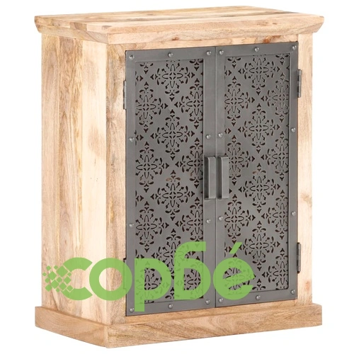 Бюфет със стоманени врати, 60x35x75 см, мангово дърво масив ➤ топ цена ➤ sorbe.bg