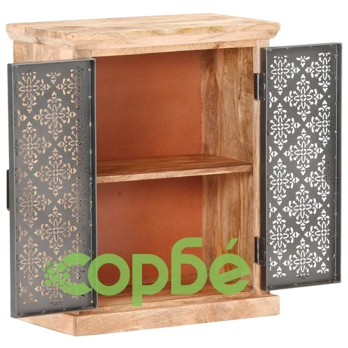 Бюфет със стоманени врати, 60x35x75 см, мангово дърво масив ➤ топ цена ➤ sorbe.bg
