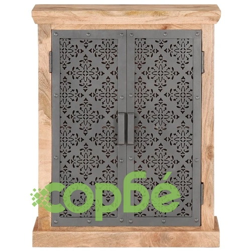 Бюфет със стоманени врати, 60x35x75 см, мангово дърво масив ➤ топ цена ➤ sorbe.bg