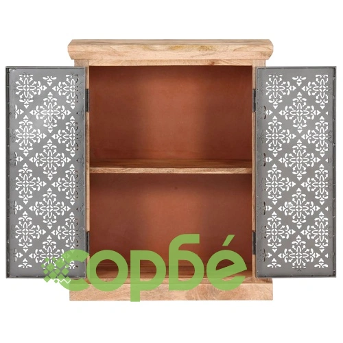 Бюфет със стоманени врати, 60x35x75 см, мангово дърво масив ➤ топ цена ➤ sorbe.bg