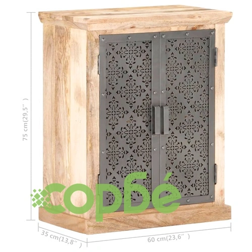 Бюфет със стоманени врати, 60x35x75 см, мангово дърво масив ➤ топ цена ➤ sorbe.bg