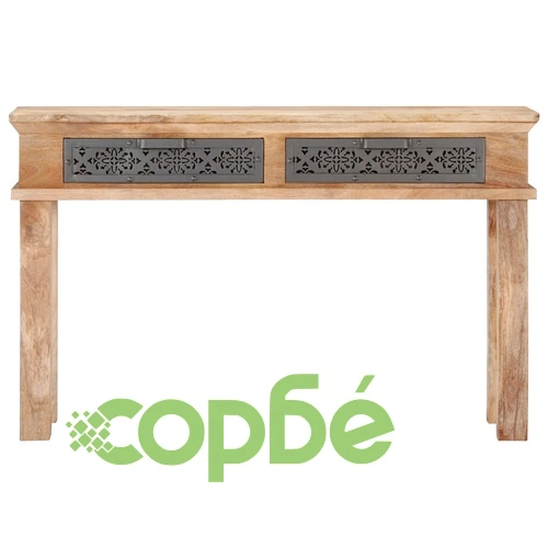 Конзолна маса с чекмеджета, 120x35x75 cм, манго масив ➤ топ цена ➤ sorbe.bg