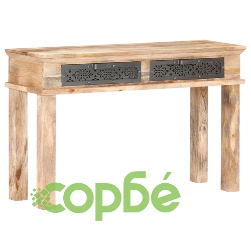 Конзолна маса с чекмеджета, 120x35x75 cм, манго масив ➤ топ цена ➤ sorbe.bg