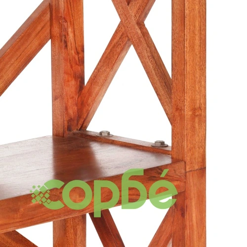 Библиотека 60x30x160 см масивно акациево дърво с меден финиш ➤ топ цена ➤ sorbe.bg