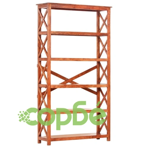 Библиотека 100x30x180 см масивно акациево дърво с меден финиш ➤ топ цена ➤ sorbe.bg