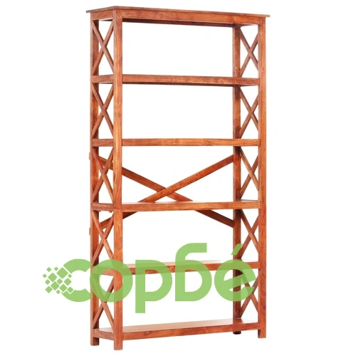 Библиотека 100x30x180 см масивно акациево дърво с меден финиш ➤ топ цена ➤ sorbe.bg