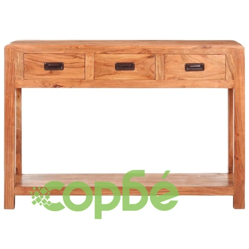 Конзолна маса 110x40x76 см масивно акациево дърво с меден финиш ➤ топ цена ➤ sorbe.bg