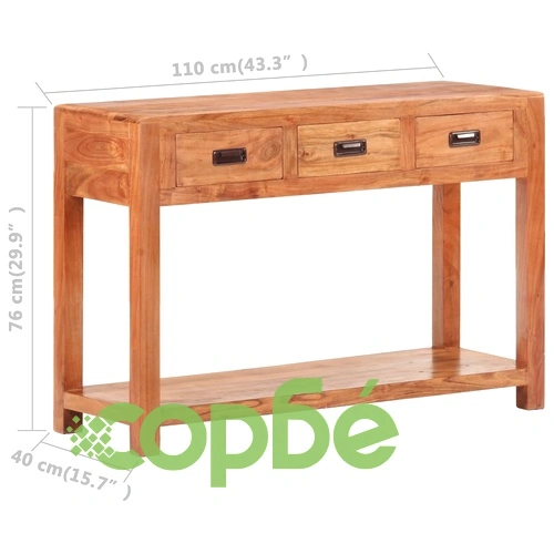 Конзолна маса 110x40x76 см масивно акациево дърво с меден финиш ➤ топ цена ➤ sorbe.bg