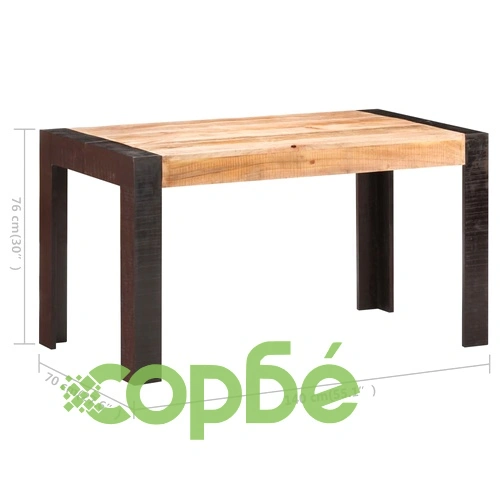 Трапезна маса, 140x70x76 cм, грубо мангово дърво масив ➤ топ цена ➤ sorbe.bg
