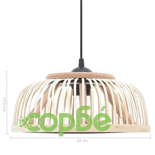 Пендел, бамбук, 34x14,5 см, 40 W, полукръг, E27 ➤ топ цена ➤ sorbe.bg