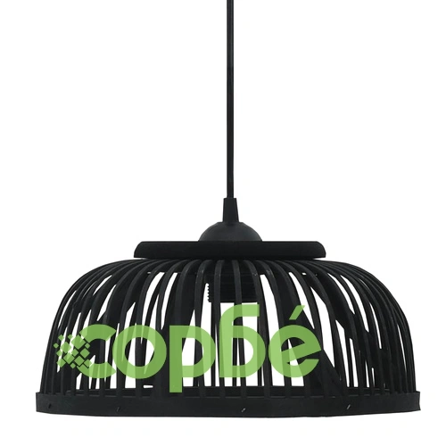Пендел, черен, бамбук, 40 W, 34x14,5 см, полукръг, E27 ➤ топ цена ➤ sorbe.bg