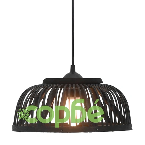 Пендел, черен, бамбук, 40 W, 34x14,5 см, полукръг, E27 ➤ топ цена ➤ sorbe.bg