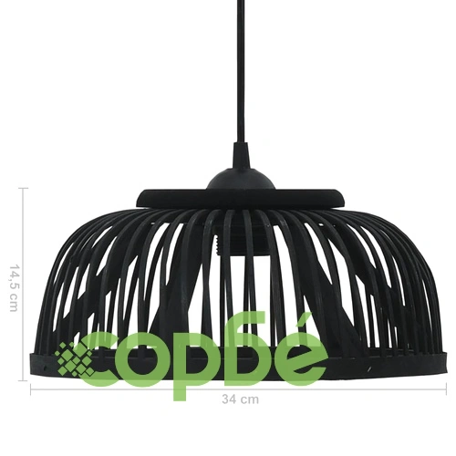Пендел, черен, бамбук, 40 W, 34x14,5 см, полукръг, E27 ➤ топ цена ➤ sorbe.bg