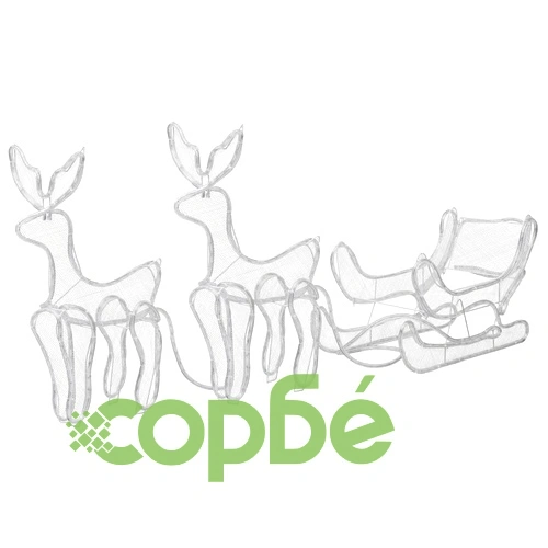 Коледна украса, 2 светещи елена с шейна, мрежа, 648 LED ➤ топ цена ➤ sorbe.bg