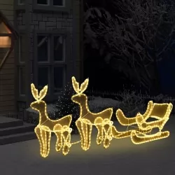 Коледна украса, 2 светещи елена с шейна, мрежа, 648 LED
