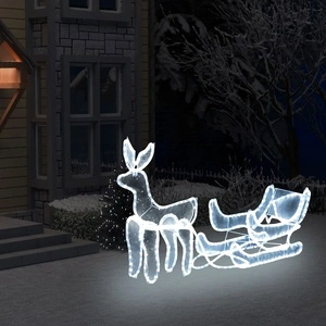 Коледна украса, светещ елен с шейна, мрежа, 432 LED