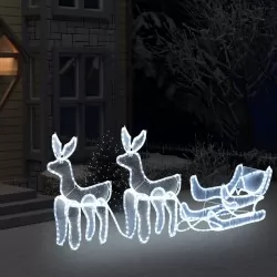 Коледна украса, 2 светещи елена с шейна, мрежа, 648 LED