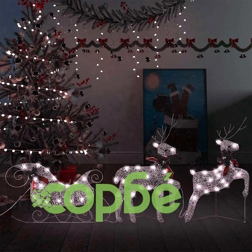 Коледна украса елен и шейна, 60 LED, за открито, златисто  ➤ топ цена ➤ sorbe.bg