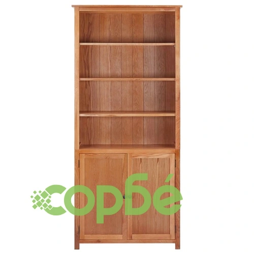Библиотека с 2 врати, 90x30x200 см, дъбово дърво масив ➤ топ цена ➤ sorbe.bg